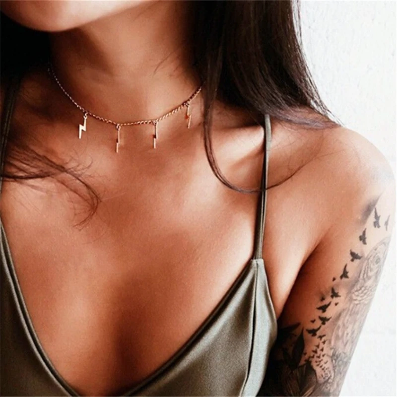 2020 Fashion Gold Lightning Necklace for Women New Choker Necklaces Vintage Party Jewelry Gifts | Украшения и аксессуары
