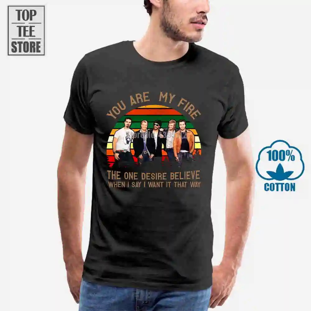 Мужская Черная хлопковая Футболка Backstreet с надписью You Are My Fire I Want It That Way Размеры S