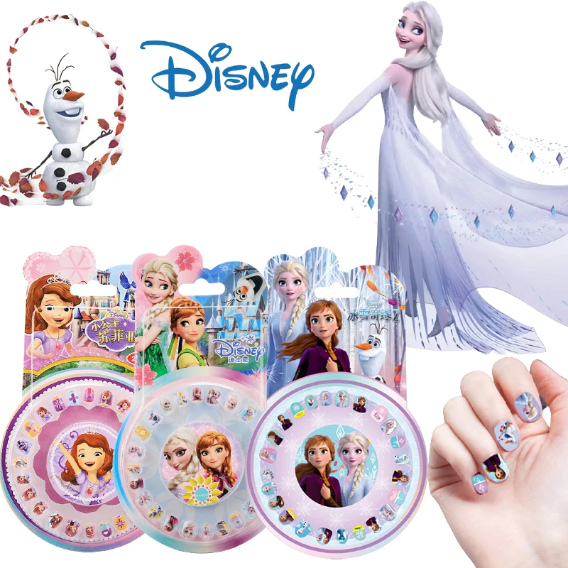 Barato Disney Frozen 2-pegatinas de uñas para niñas, Set de maquillaje de princesa Elsa, Anna, dibujos animados de La Sirenita, Sofía, juguetes para juego de imitación, regalo para niños VRM8AdwVXO1
