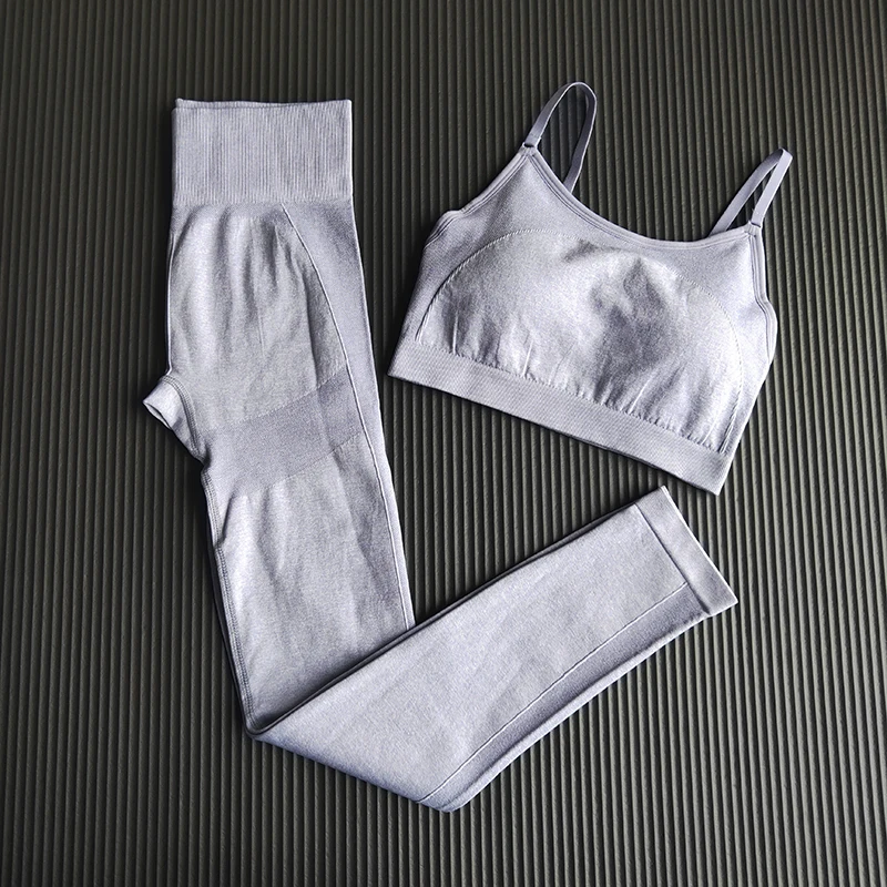 Koop 2PCS 4th Edition Flex Naadloze Yoga Sets Sport Pak Workout Sportkleding Kleding Hoge Taille Gym Panty Leggings + Vrouwen sportbeha