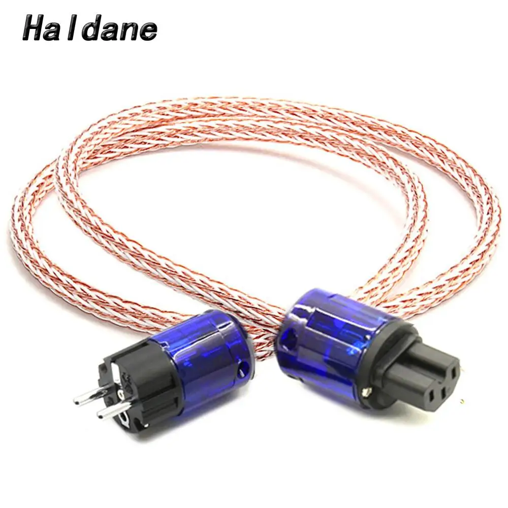 

Haldane High Quality 7NOCC Hifi 24TC Audiophile European AC Power Cord Cable Hi-End Schuko US EU Rhodium plated Power Plug