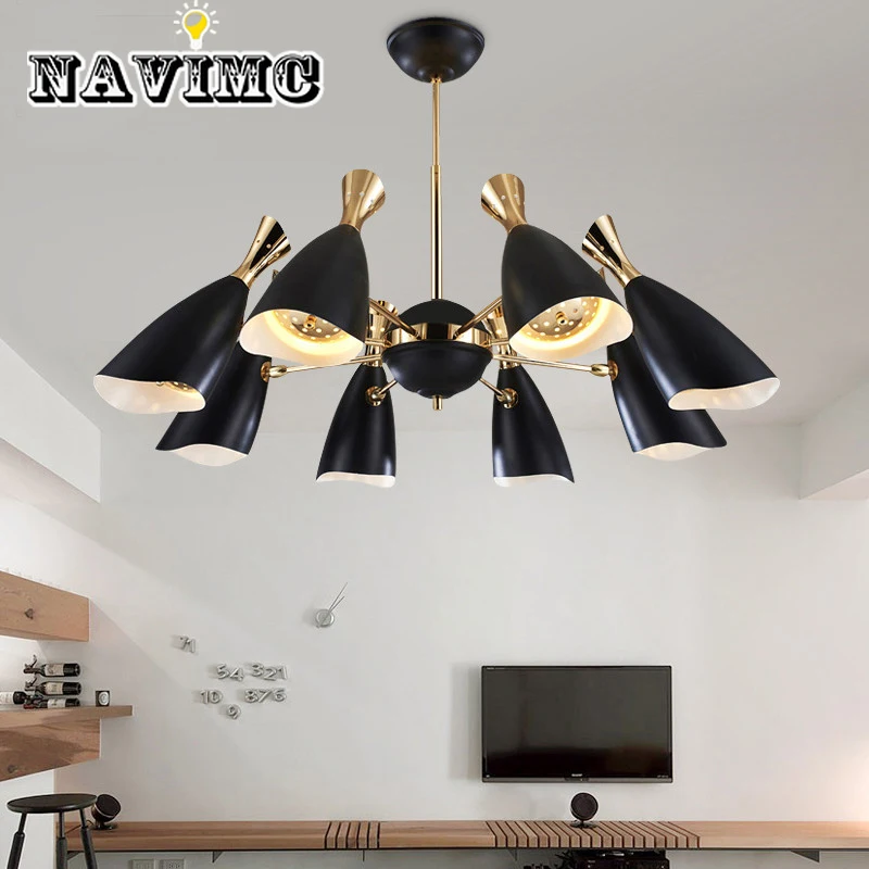 Embedded Black and White Iron Metal LED Chandelier for Kitchen Living Room Decoration Lighting