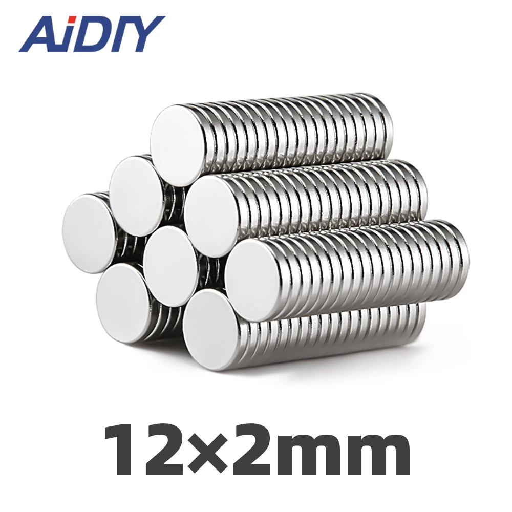 

AI DIY 10/20/100 Pcs 12x2mm N35 Round Multi-Use Neodymium Magnet Super Strong Small Rare Earth Refridgerator Magnets Disc 12*2mm