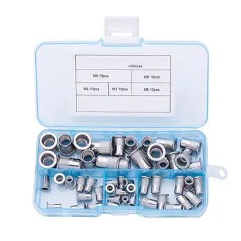 

50Pcs/set M3 M4 M5 M6 M8 304 Stainless Steel Rivnut Flat Head Threaded Rivet