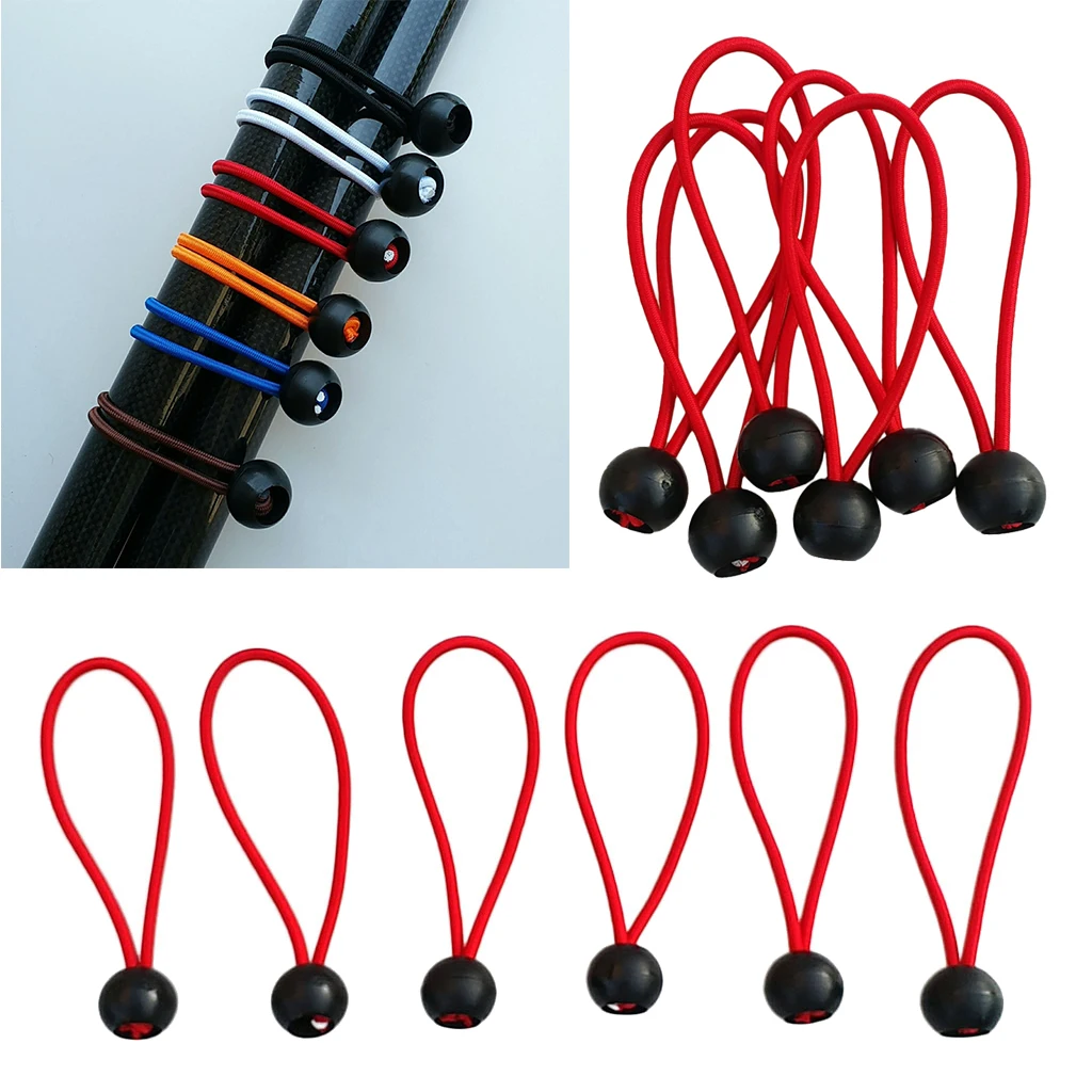 12pcs Ball Bungee Bungie Cord Heavy Duty Canopy Tarp Tie Downs 6'' Red