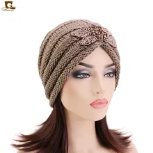 Новая модная круглая Лыжная мешковатая шляпа вязаный тюрбан теплая зимняя шапка вязаные шапочки плиссированная шапка s