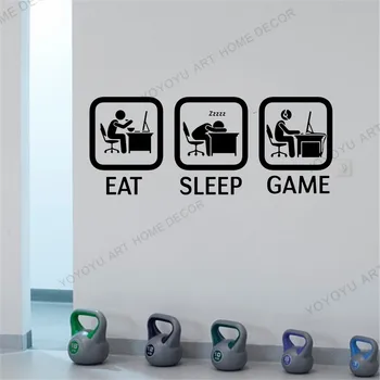 

Vivid Gamer wall decor Eat Sleep Game Controller video game wall decals Customized For Kids Bedroom Vinyl Wall Art Sticker wx129