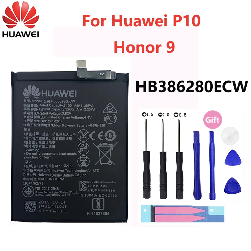 

100% Original Hua wei Battery HB386280ECW For Huawei Ascend P10 Honor 9 Honor9 3200mAh High Quality Replacement Batteries