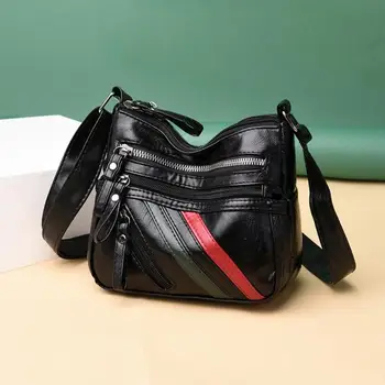 

Fashion Women Shoulder Sling Bags PU Leather Multi-pocket Zipper Elegant Messenger Handbag Casual Crossbody Bag