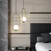 Modern LED Round Glass Ball Pendant Lights Iron E14 Pendant Lamps Hanging Light Fixture for Living Bedroom Dining Room ► Photo 3/6