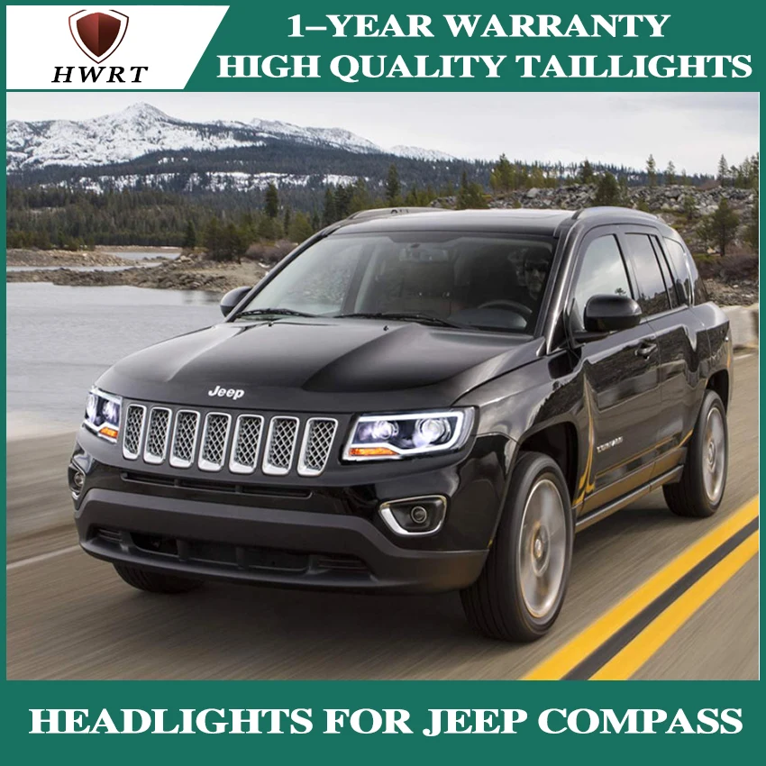 Автомобильный Стайлинг Головной фонарь для Jeep Compass фары компас 2011- Светодиодный фонарь H7 D2H Hid вариант Ангел глаз биксеноновые фары