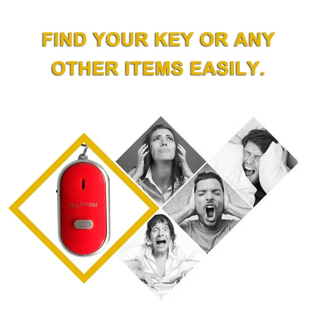 LED Whistle Key Finder Flashing Beeping Sound Control Alarm Anti-Lost Keyfinder Locator Tracker with Keyring