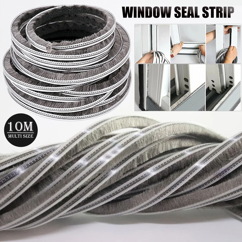 10M Hairy Seal Brush Pile Window Sliding Door Weather Strip Draught Excluder 