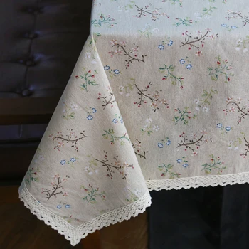 

Fashion Dandelion Linen Table Cloth Country Style Flower Print Table Rectangle Multifunctional Edge With Cover Tablecloth Lace