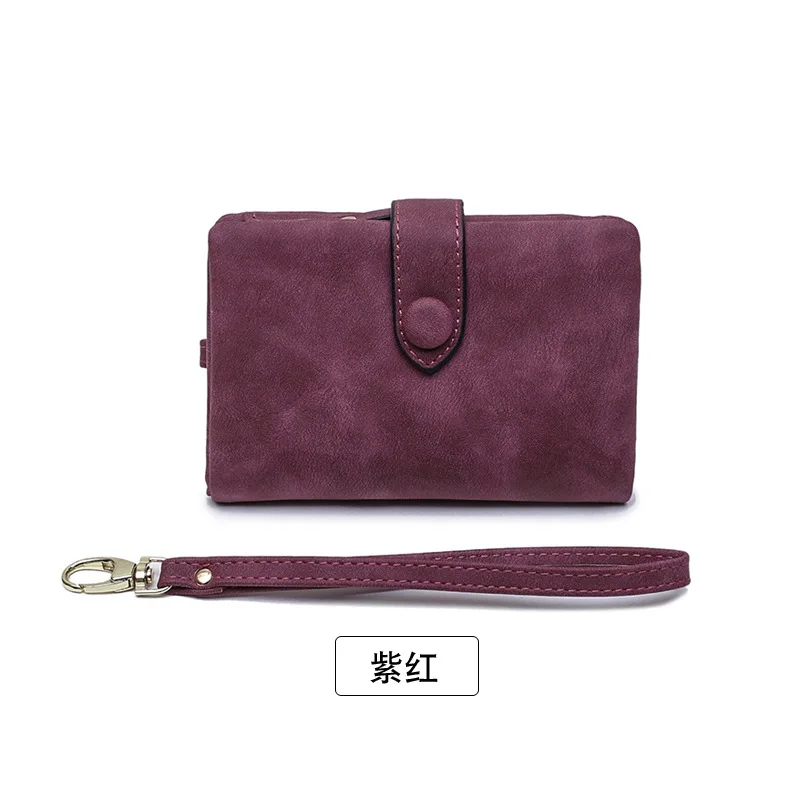 purple Матовый короткий кошелек для девушек, студенток, маленький свежий милый женский кошелек с несколькими картами - Цвет: purple