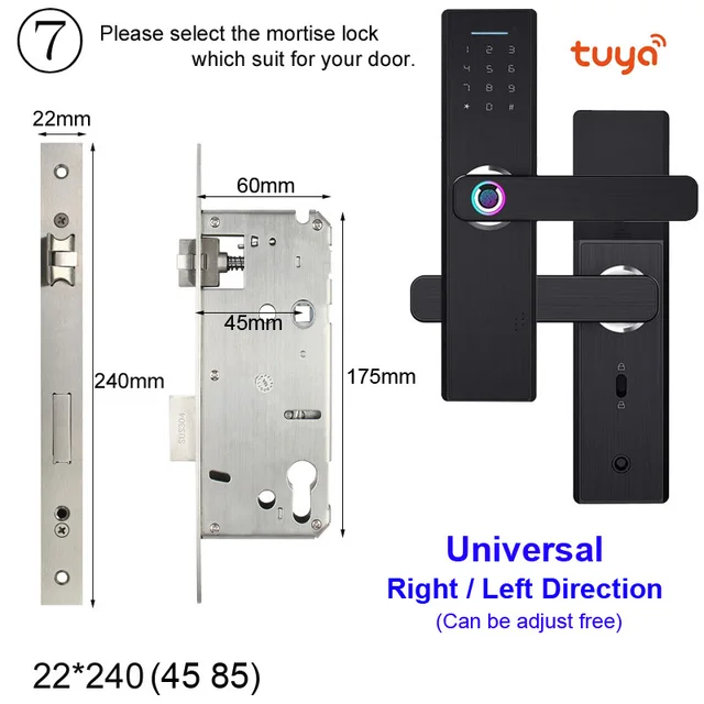 RAYKUBE Wifi Electronic Door Lock With Tuya APP Remotely / Biometric Fingerprint / Smart Card / Password / Key Unlock FG5 Plus 4585