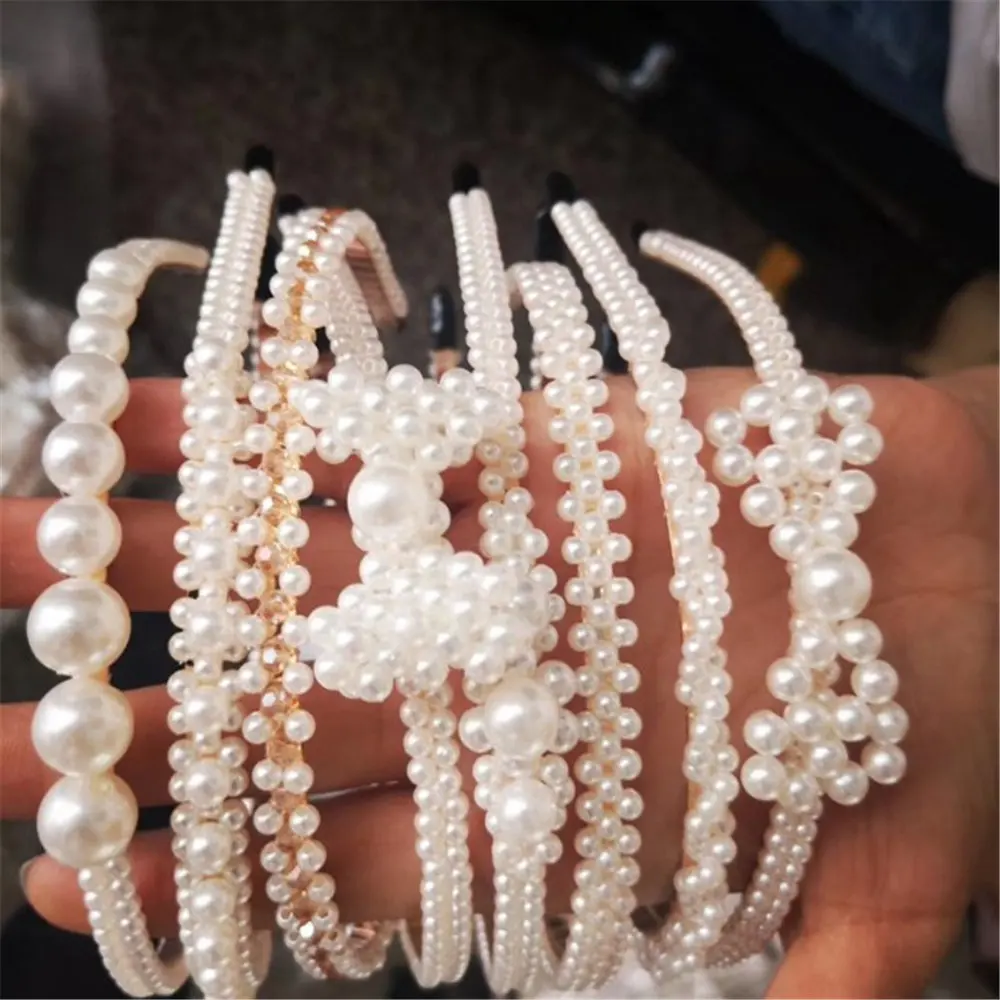 

PC pearl headband hair ring head buckle line braided beaded bow adult headband Gifts Valentines Gift Hair Accessories