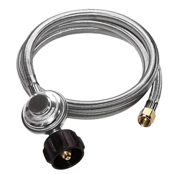 

6FT Stainless Braided Tube Propane Regulator with Hose Low Pressure LP Hose and Regulator for QCC1/Type 1 Tank and Pit Heater 3/