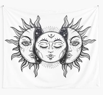 

Vintage Solar Eclipse Sun and Moon Tapestry Boho Mandala Tapestries Witchcraft Wall Tapestry Print Hippie Wall Hanging Blanket