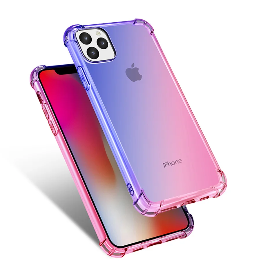 Силиконовая, в цветах радуги чехол для iPhone 11 Pro градиентный ударопрочный чехол для iPhone 11 Pro Max мягкий чехол из ТПУ Coque Funda