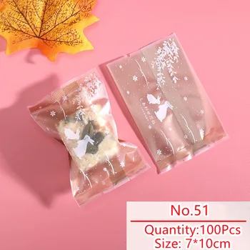 

100pcs/lot Soap Biscuits Packaging Bag Golden Pack Snowfall Rabbit Willow Branches Design Mid-Autumn Moon Cake Gift Pouches