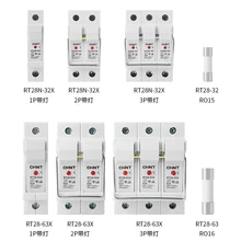 Best Offers CHINT cilindro forma fusible Base RT28N-32X  RT28N-63X  1P 2P 3P tipo de gu�a Bring Indicator Light Match RT18-32