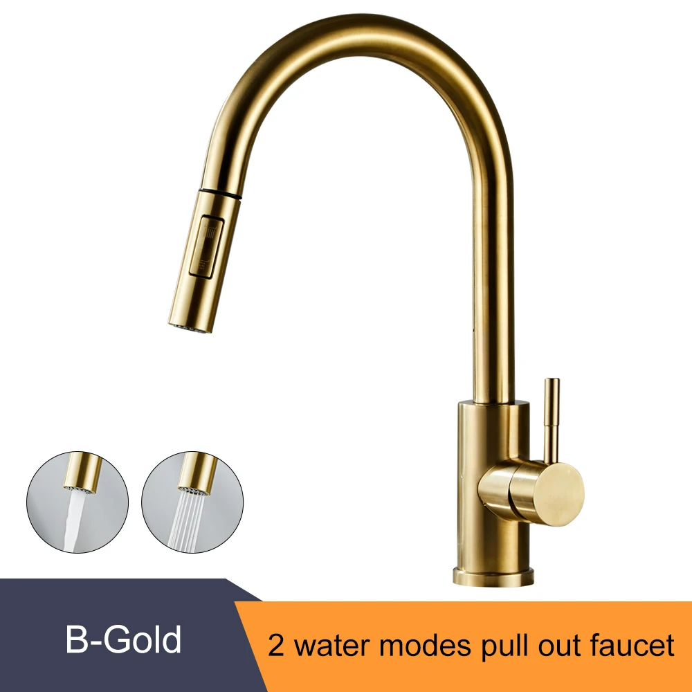 Chrome/Black/Golden Pull Out Kitchen Faucets Hot Cold Water Stream Sprayer Spout Pull Down Tap Mixer Crane For Kitchen EL5407 under cabinet paper towel holder Kitchen Fixtures