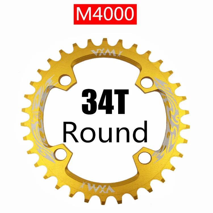 Велосипедная кривошипная и цепная цепь VXM 96BCD 32 T/34 T/36 T/38 T круглая узкая широкая цепь MTB дорожный велосипед шатун бензопилы запчасти для велосипеда - Цвет: Gold 34T Round VXM