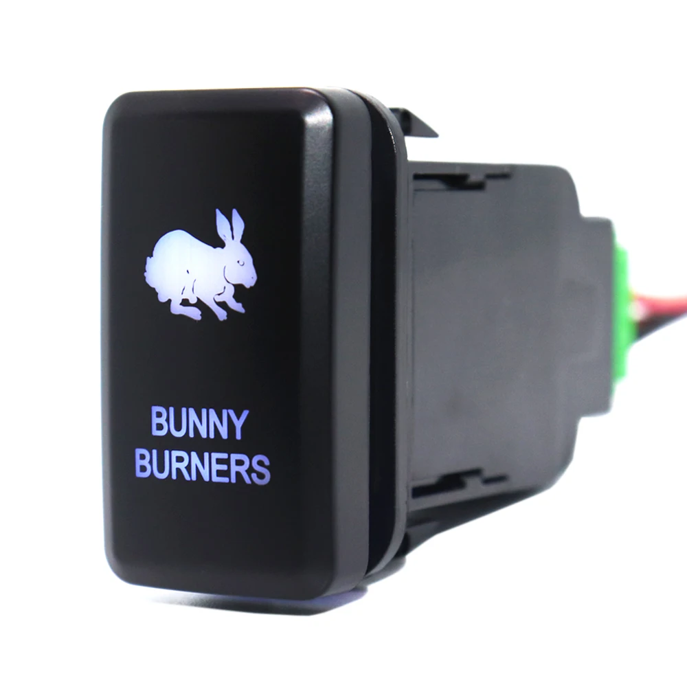 

Bunny Burners Push Button Switch with Connector Wire For Toyota Prado Landcruiser Hilux FJ Cruiser ON-OFF Switch 12Volt 3Amp