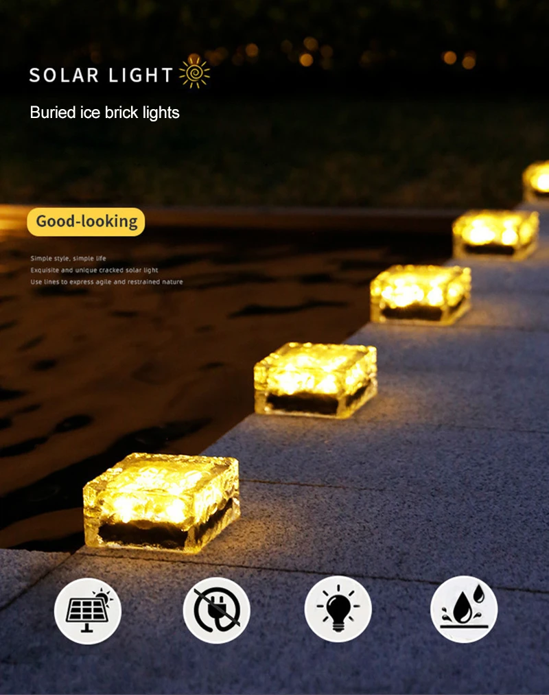 LED Ice Cube Brick Solar Lights Outdoor Decoration Lamp NEPROKE
