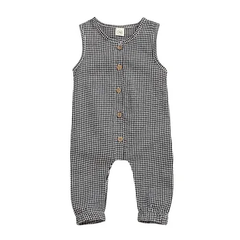 

Newborn Baby Clothes Infant Kids Baby Girls Boys Sleeveless Rib Plaid Jumpsuit Clothes Baby Costume Summer 2020 Romper