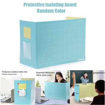 

Table Isolation Board Foldable Plastic Table Splash Guard with Side Pockets Anti-Splash for Schools Offices Restaurants H-best