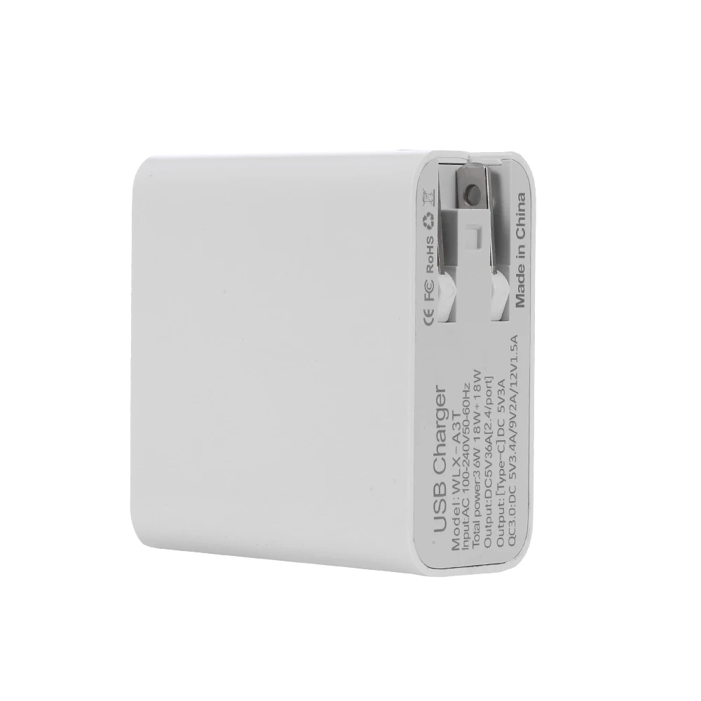 Универсальное зарядное устройство с двумя отверстиями QC3.0 USB для быстрой зарядки, 4 порта USB для телефона, компьютера, зарядное устройство type-C для дома/офиса