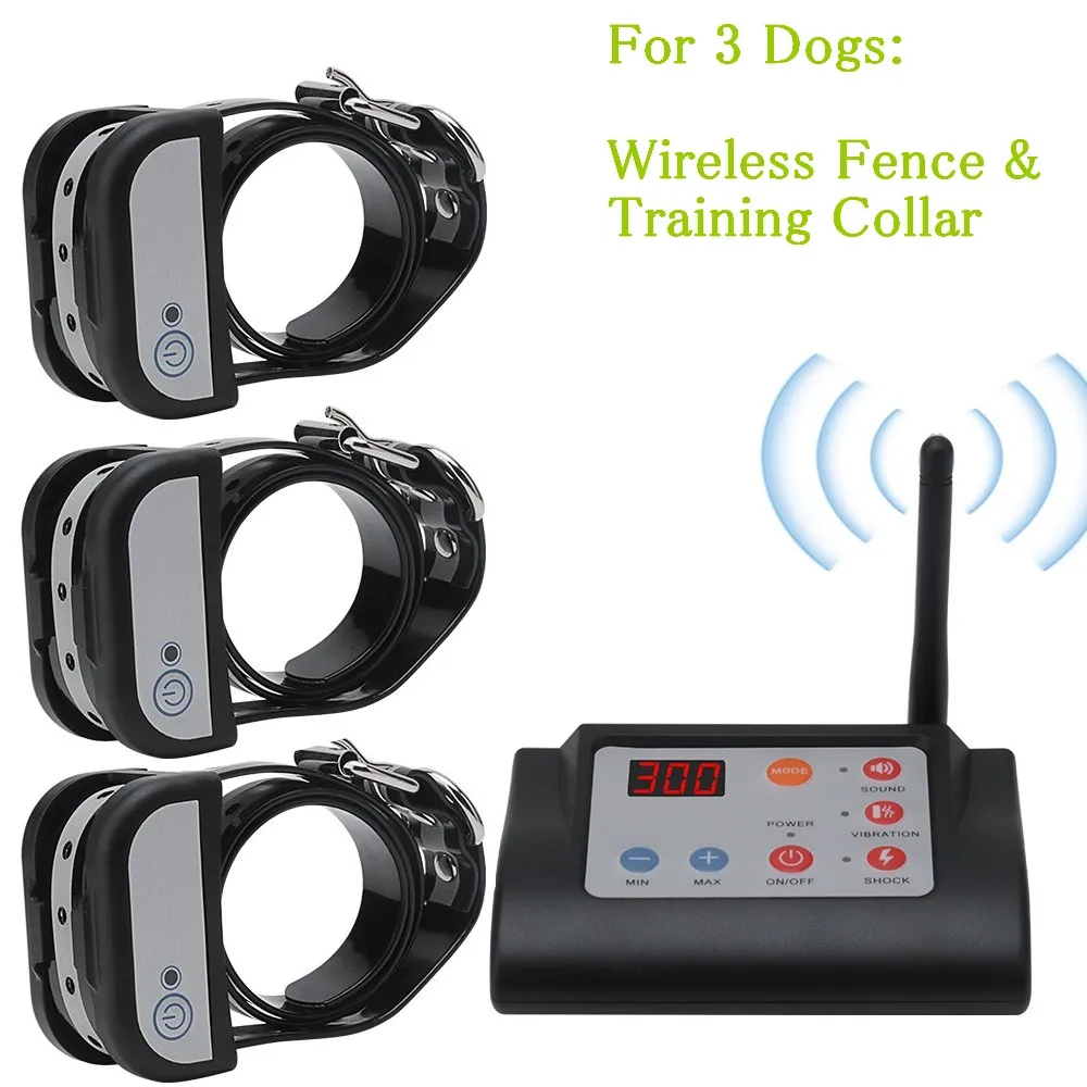 

2 In 1 Wireless Electric Pet Dog Fence & Training Collar Dog Training Collars Waterproof Rechargeable Pet Containment for 3 Dogs
