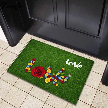 

Zeegle Love Grass Printed Door Mats Outdoor Home Floor Mat Living Room Carpet Non-slip Mats Bedroom Bedside Rugs Kitchen Rugs