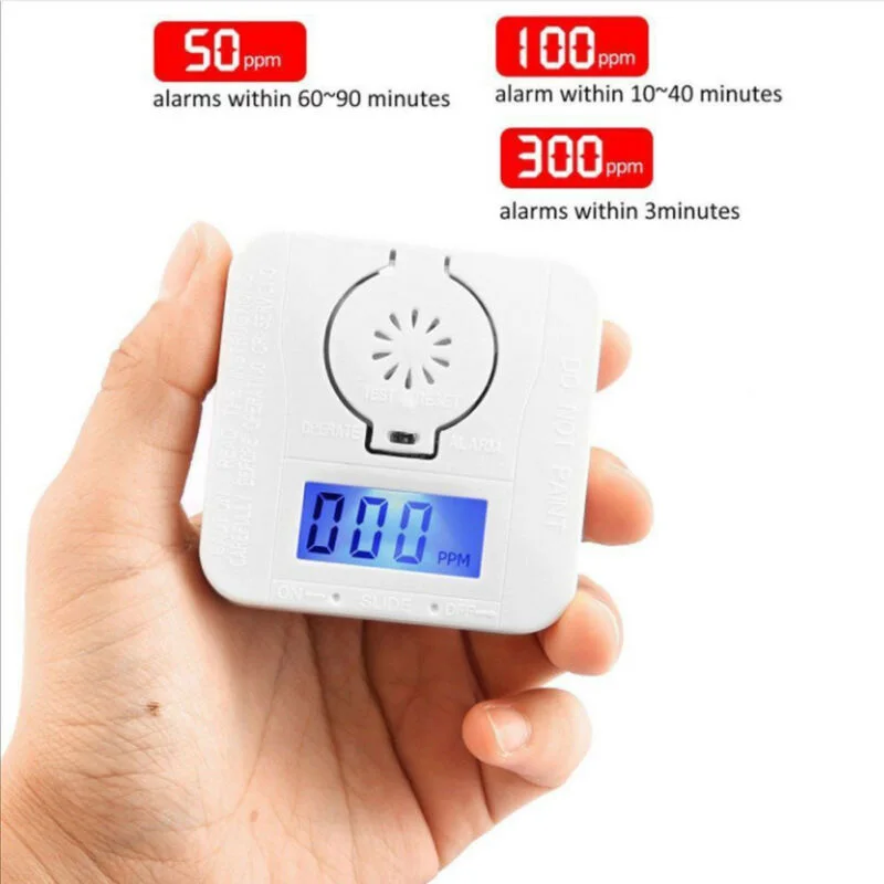 White CO Gas Warning Alarm Mini Monoxide&Smoke Detector W/ Memory Function