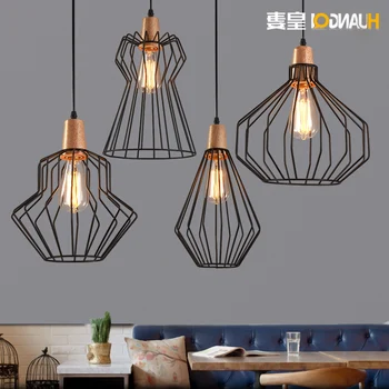 

Huang's Wife Loft Dining Room Chandelier Office Bar Iron Cage Nordic Industrial Wind Bar Retro deco chambre