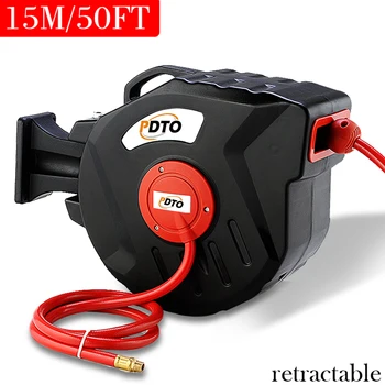 

15M Retractable Garden Water Hose Automatic Rewind Wall Mount Air Compressor Hose Reel For Garden Watering Car Washing