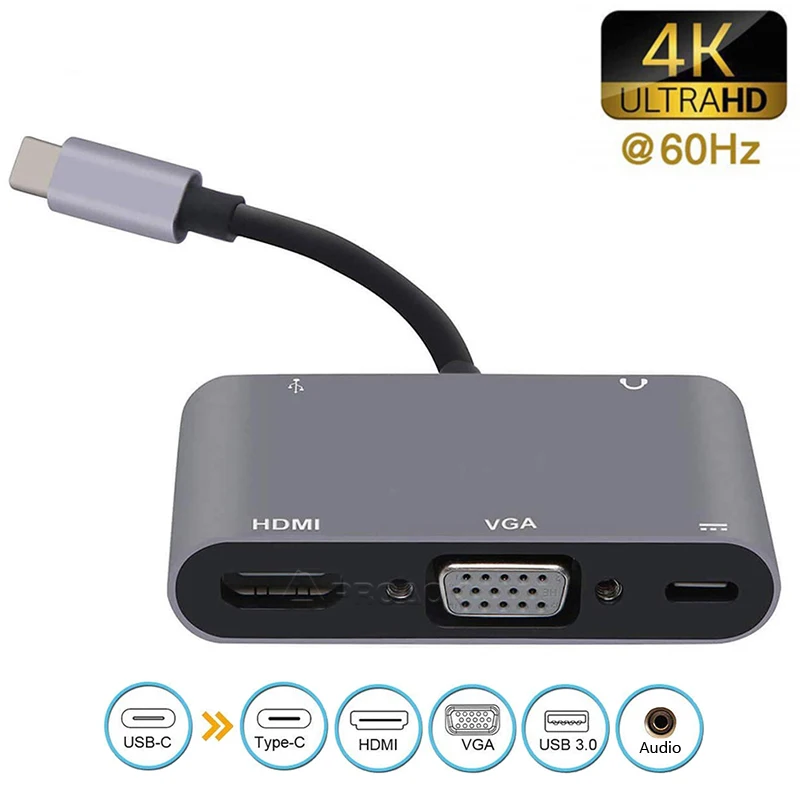 Переходник с USB 3 1 типа C на 4K HDMI VGA PD USB3.0 5 мм Аудио Видео разъем адаптер для MacBook Switch