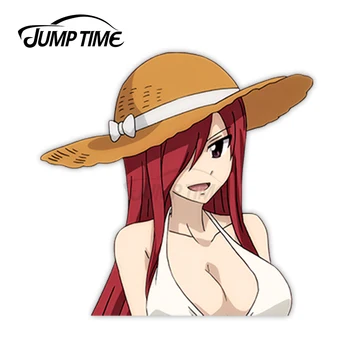 

Jump Time Fairy Tail Erza Scarlet Sexy Cute Anime Girl Vinyl Decal Waifu Peeker Big Head Car Stickers