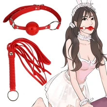 Сексуальная искусственная кожа кнут рот кляп и веревка пары SM игры сексуальный бондаж флоггер флирт кожа Кнут для пары интимные аксессуары