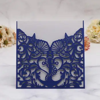 

20pcs/lot Marine Theme Invitations Card Sea Horse And starfish Patterns Quinceanera Decorations Birthday Anniversary Party