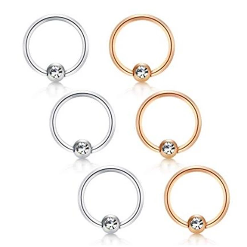 JFORYOU 6 шт. серьги Daith серьги с морской раковиной неполные кольца с шариками инкрустированные нержавеющая сталь 16 г хряща Tragus Helix серьги для носа