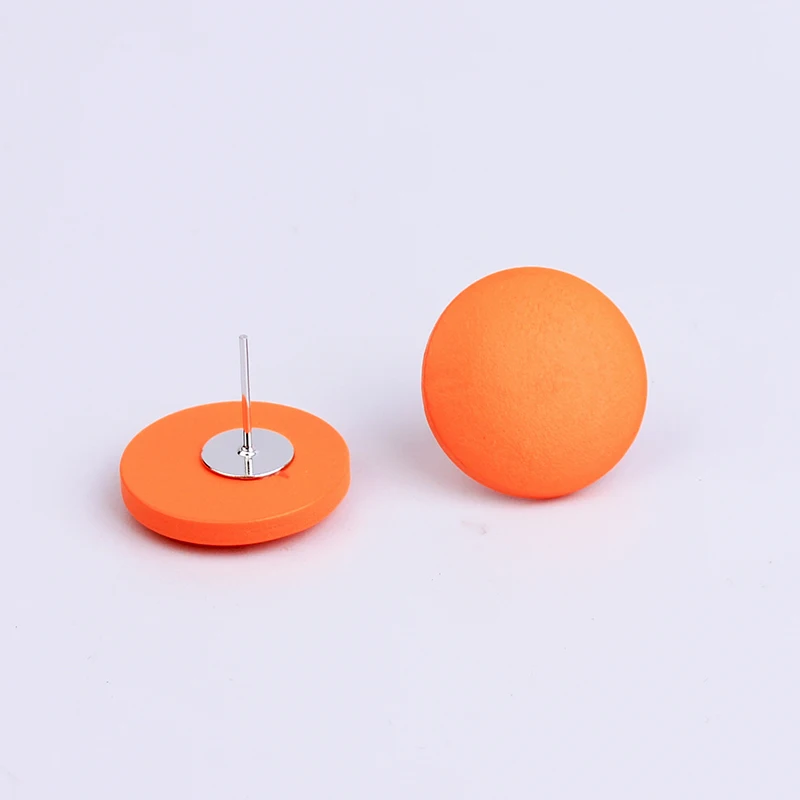 YAMEGA Korean Simple Design Log Wooden Earrings Red Brown Round Wood Alloy Earring Female Trendy Jewelry For Women Girls Gifts
