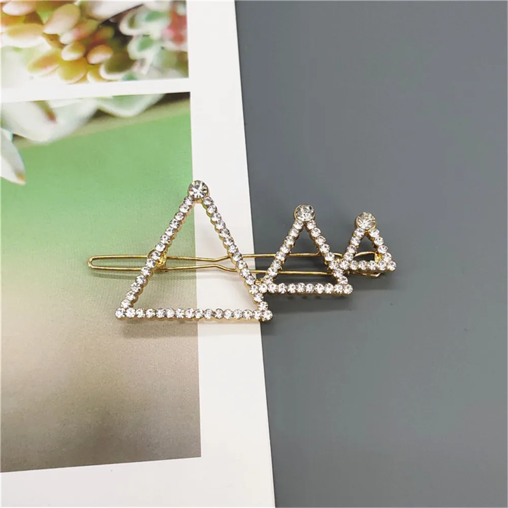 1PC New Shining LOVE Triangle Star Hairpins Diamond Barrette Hair Clips For Girls Styling Tool Hairgrip Women Hair Accessories (1)