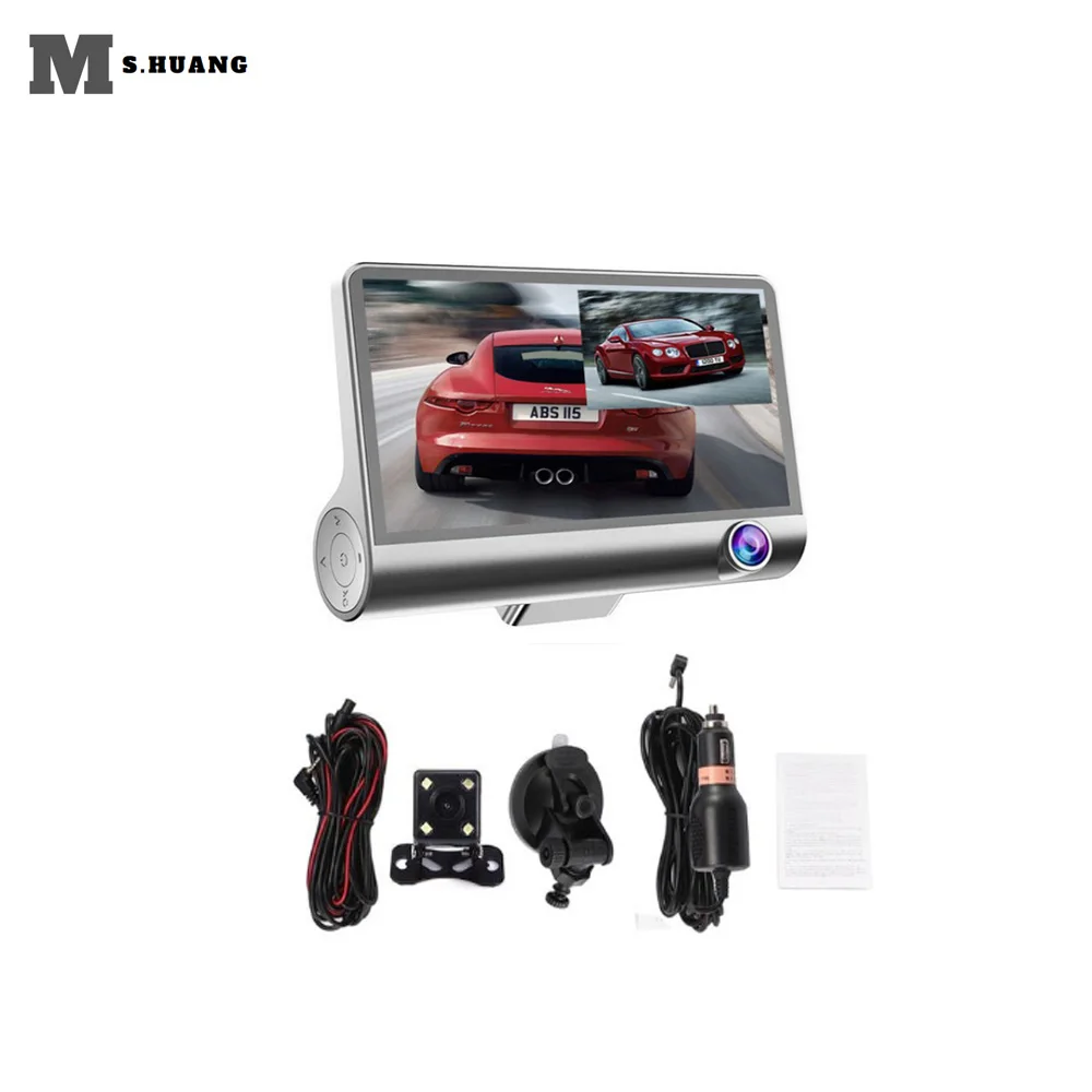 

Silver 4.0 Inch Car DVR 3 Camera Full HD 1080P Dual Lens Rearview Video Camera Recorder Auto Registrator Night Vision Dash Cam