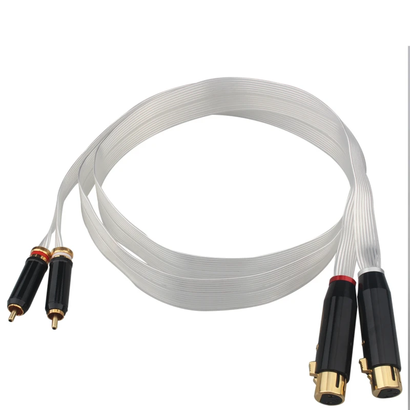 Hi-Fi OCC посеребренный кабель RCA к XLR, высококачественный двойной аудиокабель RCA к двойному XLR, замшевый кабель для усилителя, миксера