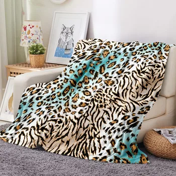 

Animals Skin Flannel Blanket Leopard Snake Print Soft Plush Throw Blanket for Sofa Couch Home Bedding Gift for Girl Boys Teens