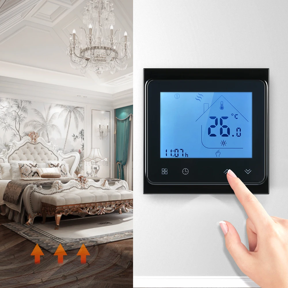 

Smart Temperature Control System Water Heating Thermostat Touchscreen Lcd Display Weekly Programmable Temperature Controller