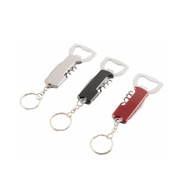 

Outdoor Wine Bottle Opener with Keychain Stainless Steel Multifunctional Non-slip Handle Beer Opener Portable Corkscrew WB684